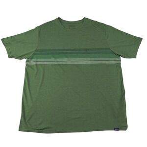Patagonia T-shirt Green Striped Men's XL 49" Polyester Short Sleeve Tee Outdoor